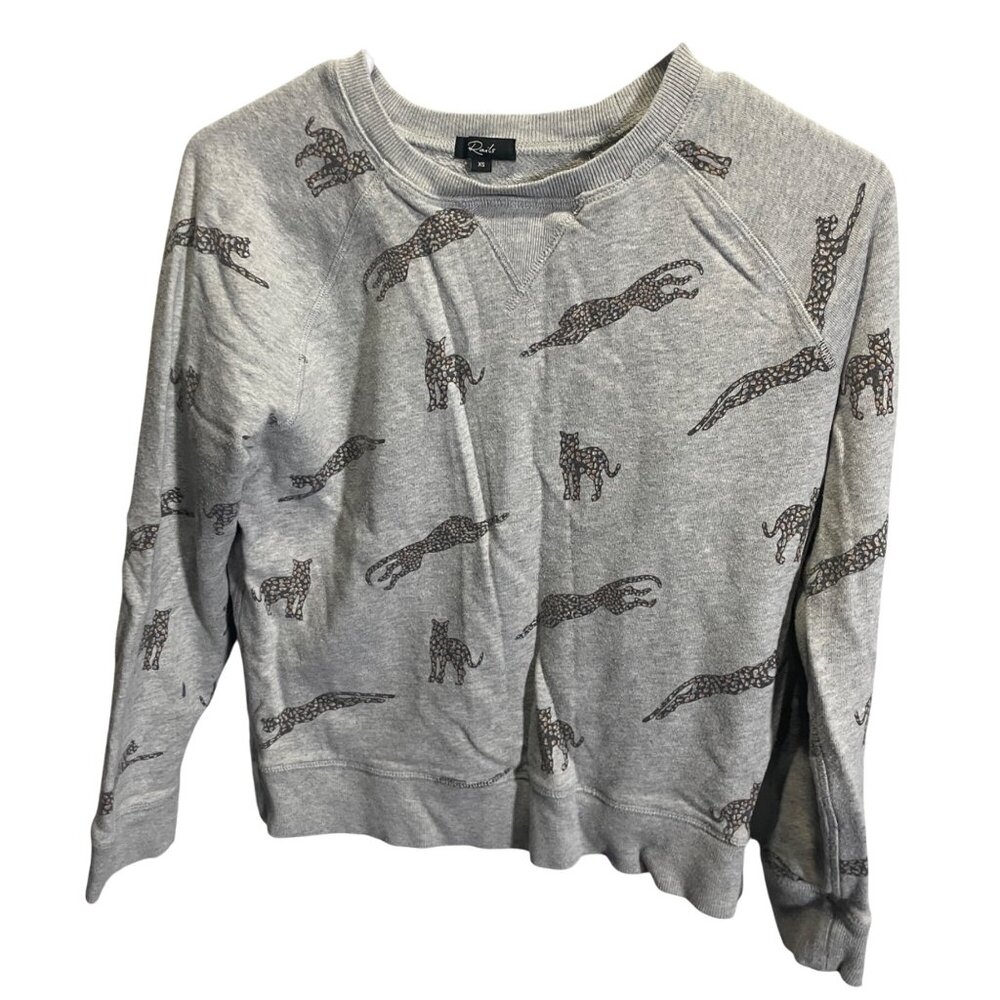 Rails‎ XS Gray Leopard Print Sweatshirt Cotton Blend Casual